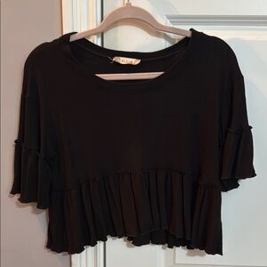 Altar’d State Black Ruffled Women's Top